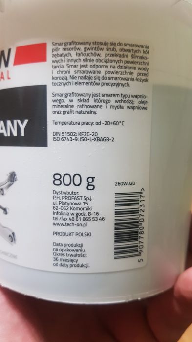 Smar grafitowy TECH-ON  PROFESSIONAL  800g