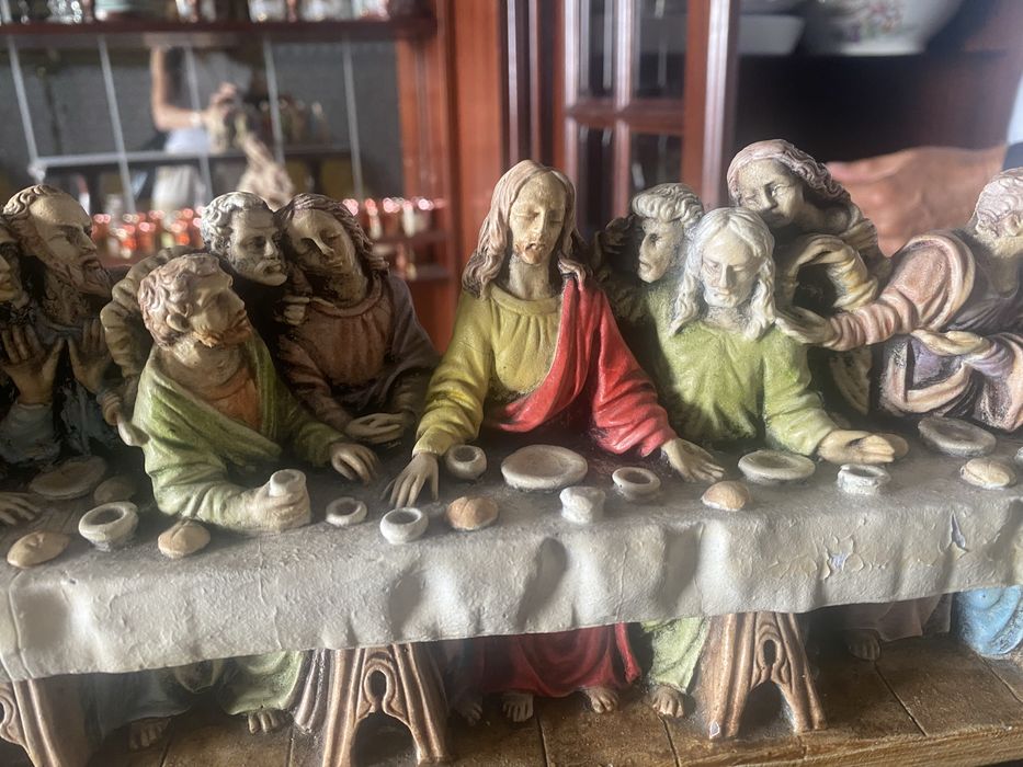 Antiguidades - Quadro e peça  lapidada   “Ceia de Cristo”