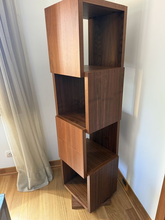 Movel de sala + 2 estantes em madeira - cerejeira