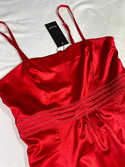 Vila nowa czerwona satynowa sukienka sylwester święta