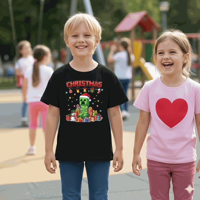 Koszulka dziecięca czarna creeper w minecraft prezent święta 152