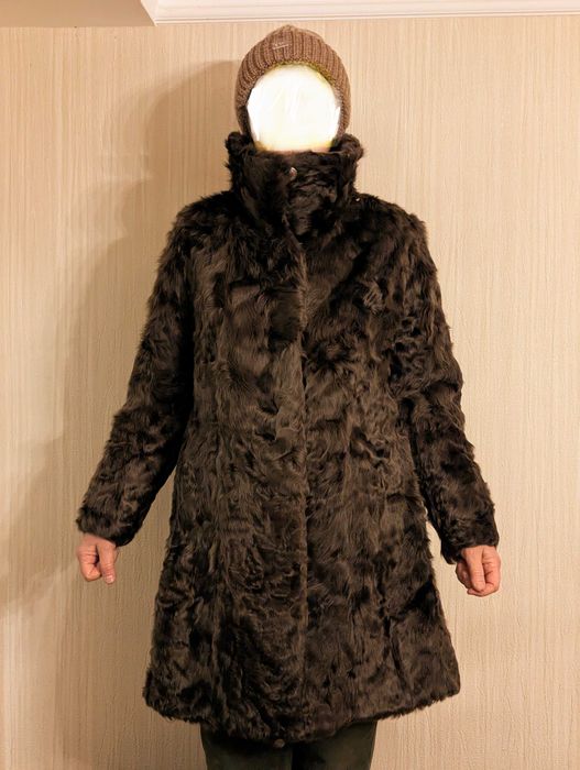 Шуба натуральне хутро шоколад коза, козлик M-L