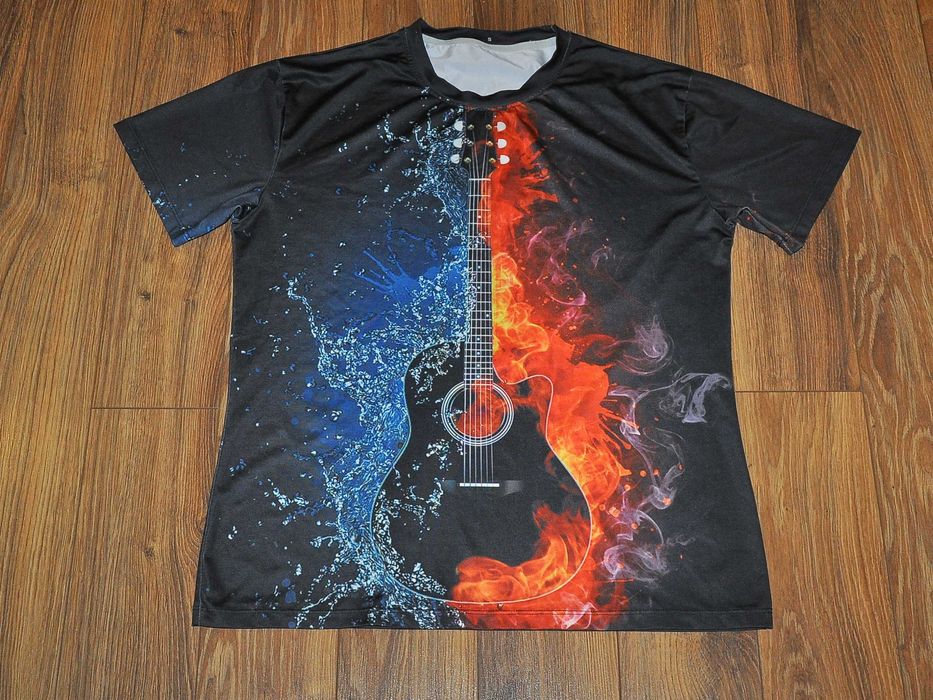 Gitara,Gitara Akustyczna,Ogień,Woda - koszulka rozm.M