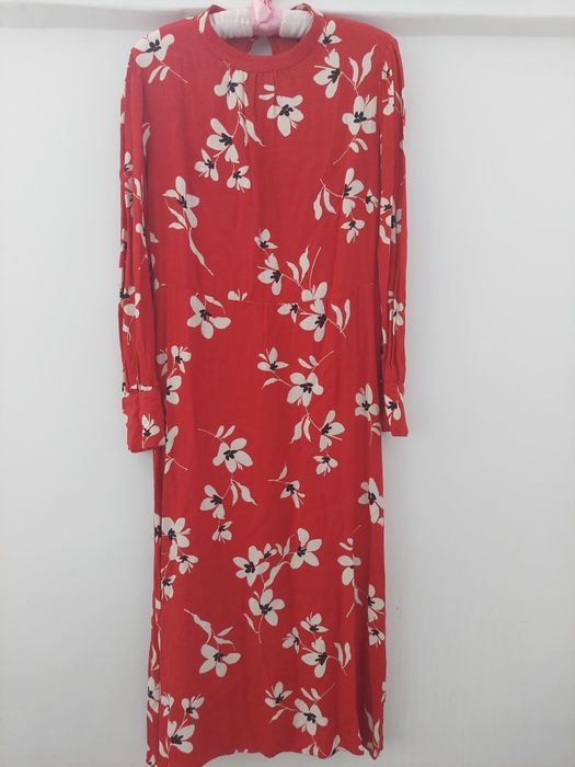 Sukienka Next mocna czerwień w kwiaty