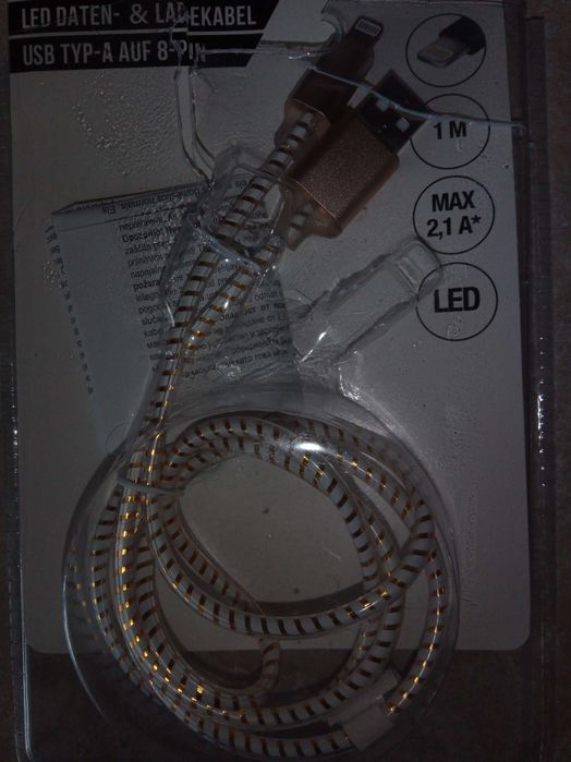 Kabel LED USB typ A Apple LIGHTNING AUF 8 pin 1 metr