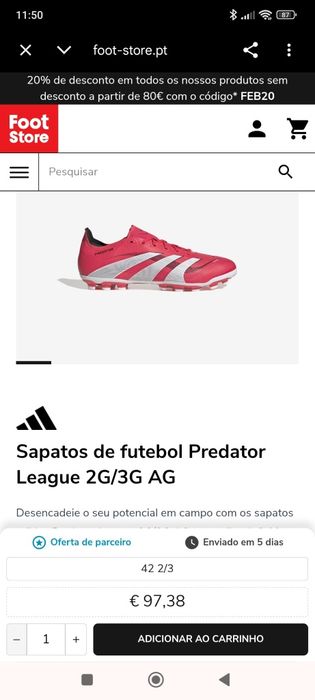 Chuteiras predator 42 2/3