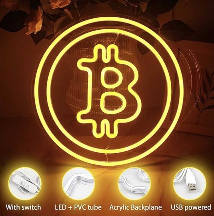 Sinal Luminoso Néon LED em Acrílico Bitcoin