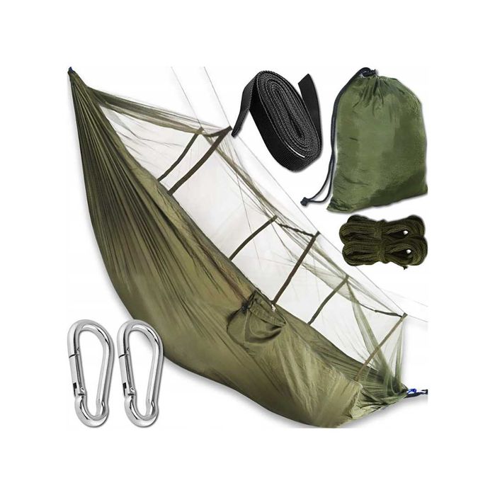Nowy hamak ogrodowy dwuosobowy turystyczny z moskitierą 260x140