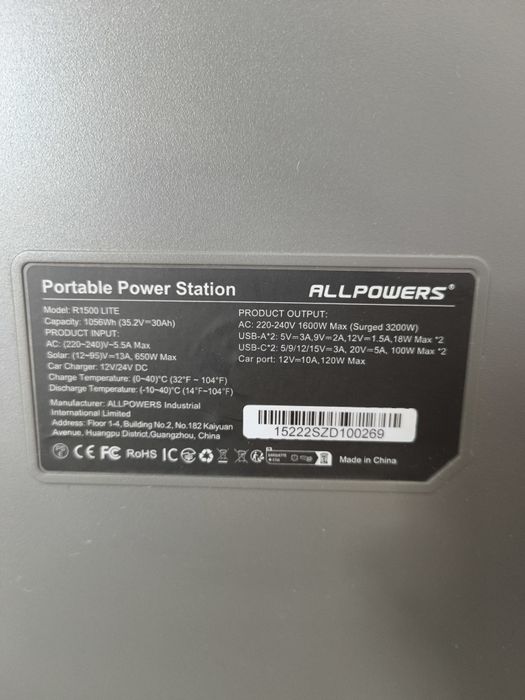 Зарядна станція Allpowers R1500 lite