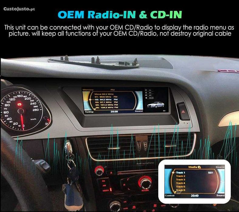 Auto-rádio 8.8" android 14 Audi A4 2009  a 2016
