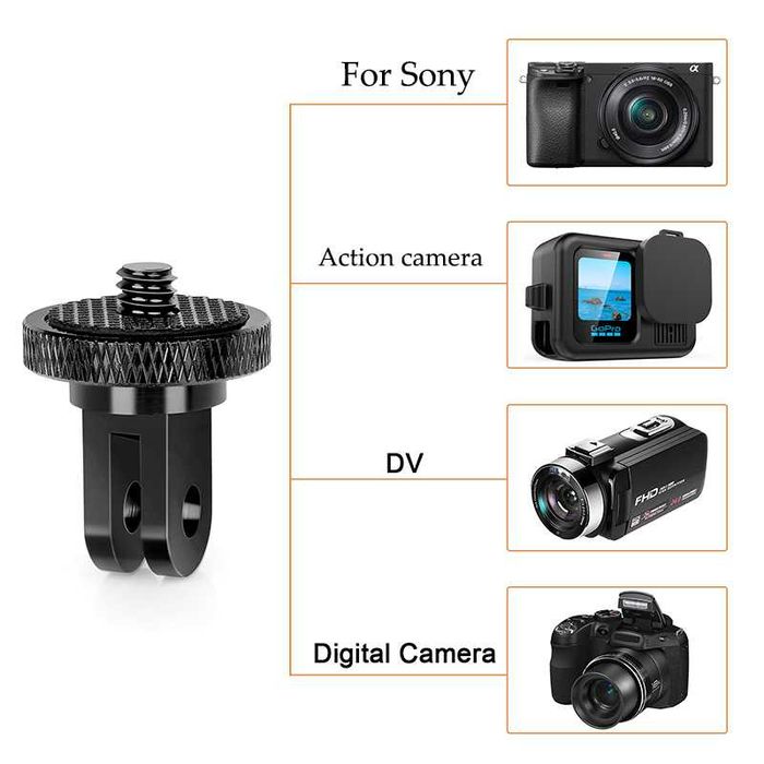 Adapter do statywu z aluminium 1/4 cala do Insta360 DJI Action GoPro czarny i czerwony