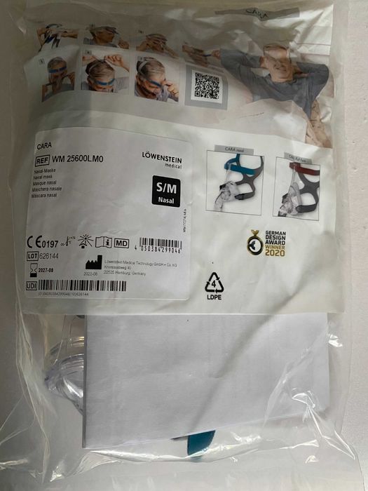Ultralekka silikonowa maska nosowa do terapii CPAP Löwenstein CARA