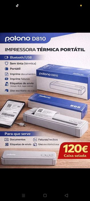 Impressora 120€ mini portátil térmica. Oportunidade