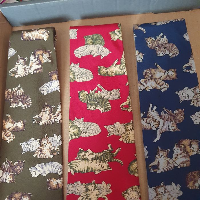 Zestaw krawatów koty jedwab