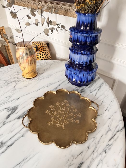 Duża bardzo ciężka patera 100% mosiądz mosiężna Austria 1970 vintage