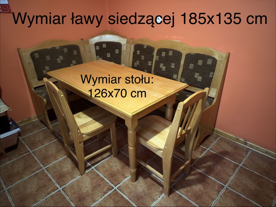 Ława siedząca + 2 krzesła + stół