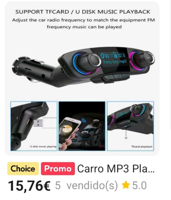 Transmissor música novo Bluetooth para carro