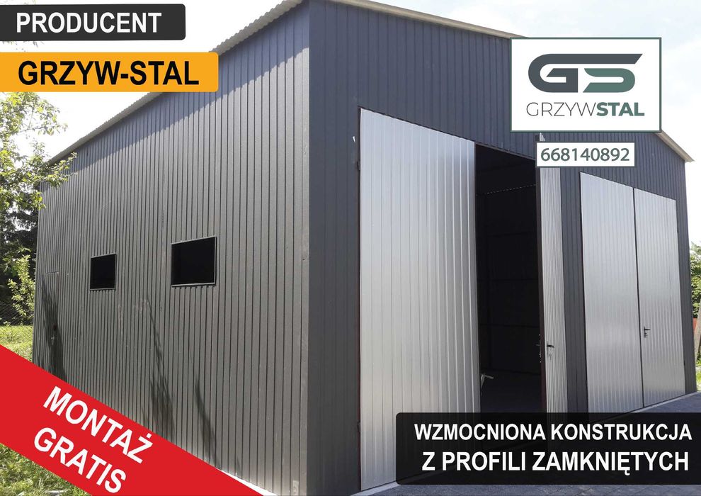 Garaż blaszany |Konstrukcja|Magazyn| Wiata | Hala Stalowa - GRZYWSTAL