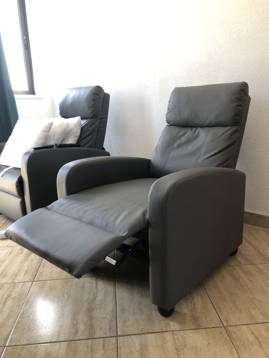 Homcom Poltrona de Massagem – Relaxamento Total em Pele Sintética Cinzenta