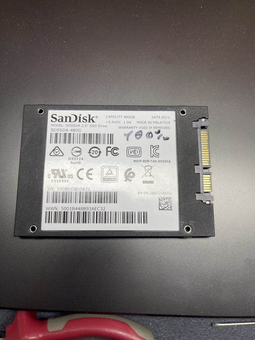 SSD накопитель SanDisk SSD Plus 480GB 2.5" SATA III (Идеальное состояние, 100%)