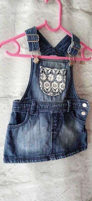 spódniczka ogrodniczka z koronką F&F 6-9M 74cm