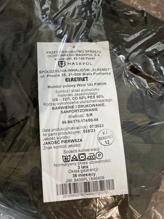 2x nowy  mundur zimowy S/R 124P/MON