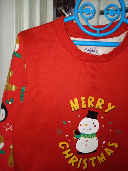 Новорічний светр світшот кофта Дід Мороз для хлопчика 2-3 роки 92-98