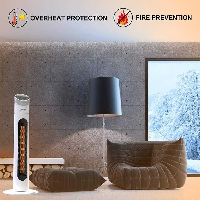 Aquecedor cerâmico com comando remoto e temporizador, 1000/2000w