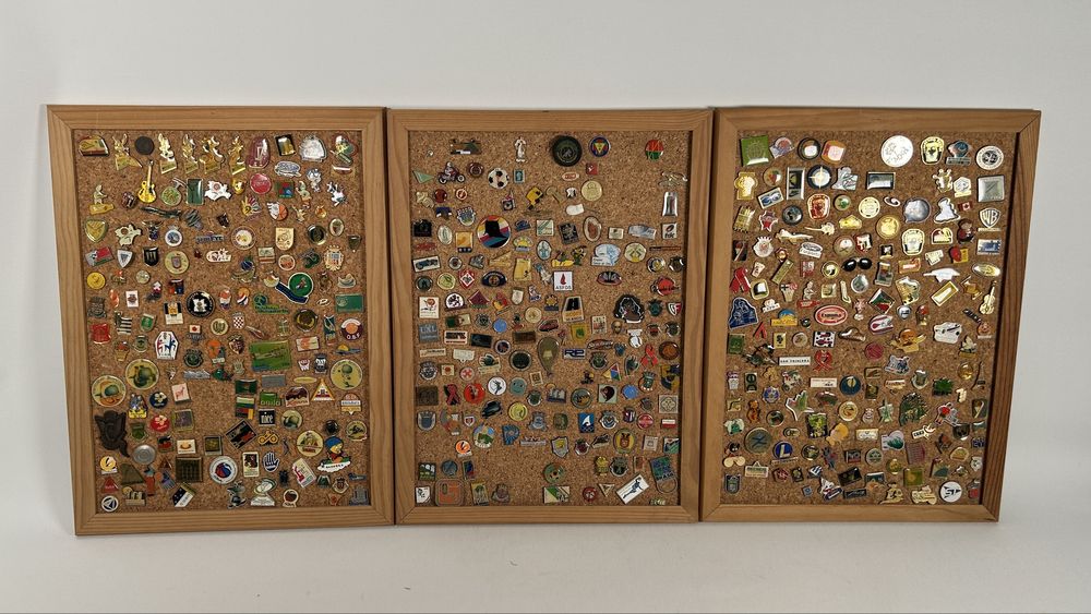 Coleção de mais de 300 pins (basquetebol, localidades, publicidade)