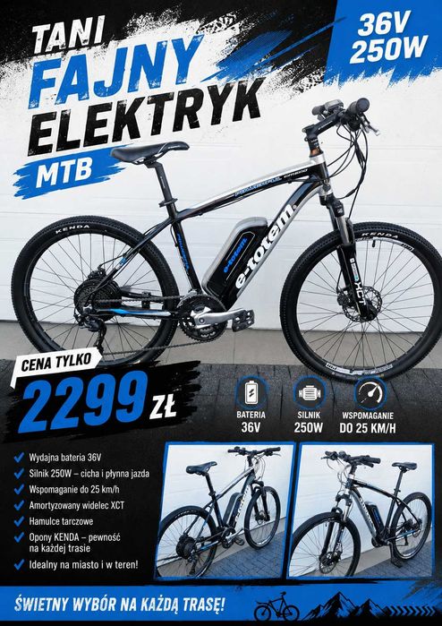 MTB elektryczny e-totem osprzęt shimano tylko 600km przebiegu  bafang koła 26 ładny stan