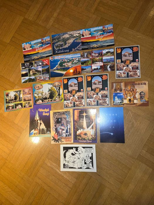 Czyste: kartki świąteczne 4 szt.+ pocztówki 4 szt + widokówki 12 szt.