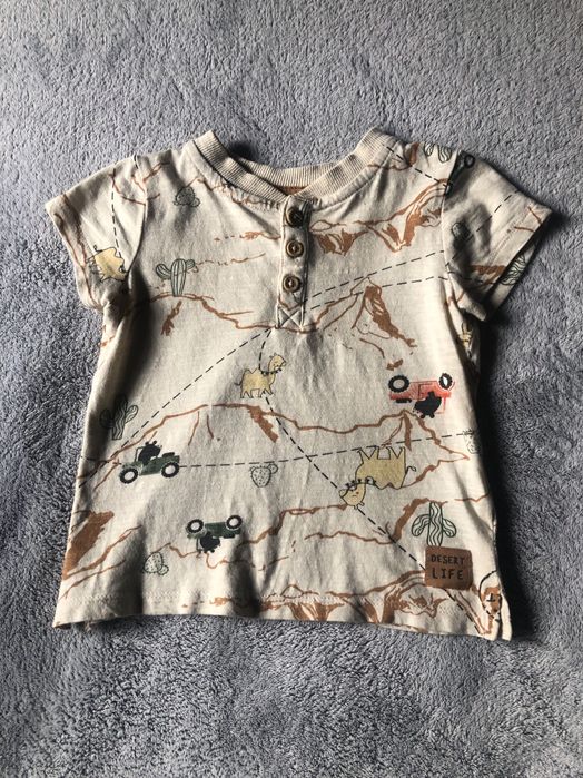 T-shirt, krótki rękaw beżowa dla chłopczyka, rozmiar 86, Pepco