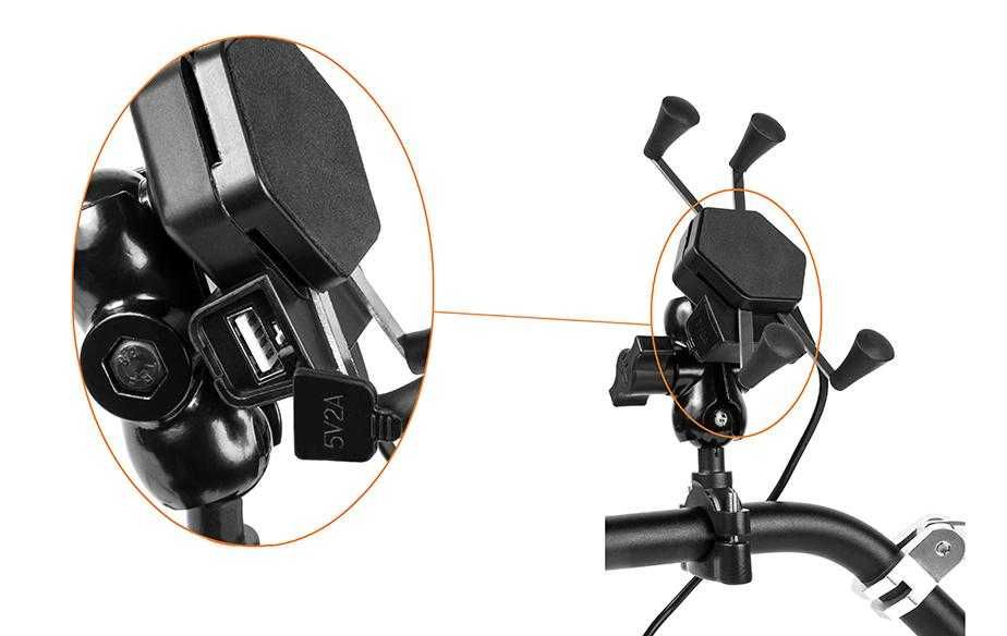Uchwyt motocyklowy pająk na telefon RAM XL USB