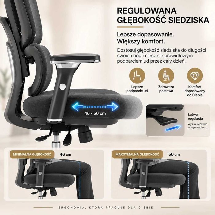 Fotel biurowy krzesło biurowe ergonomiczne ProSeat - Outlet