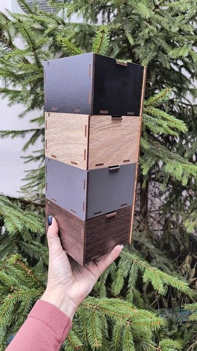 Коробка з хдф мдф з кришкою на петлях біла, чорна