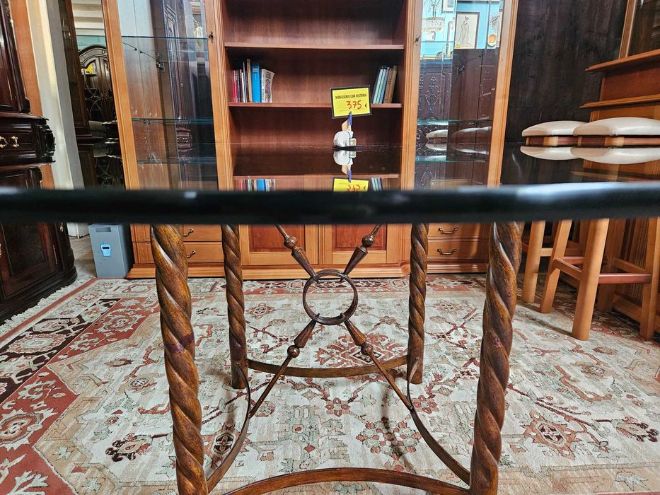 Enorme mesa redonda para sala ou escritório, Tampo pesadissimo em vidro