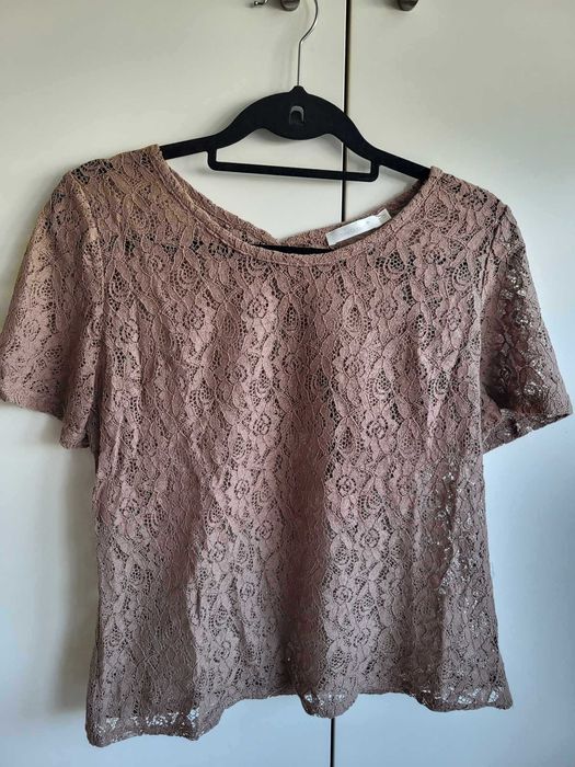 T-Shirt Renda Taupe com Laços