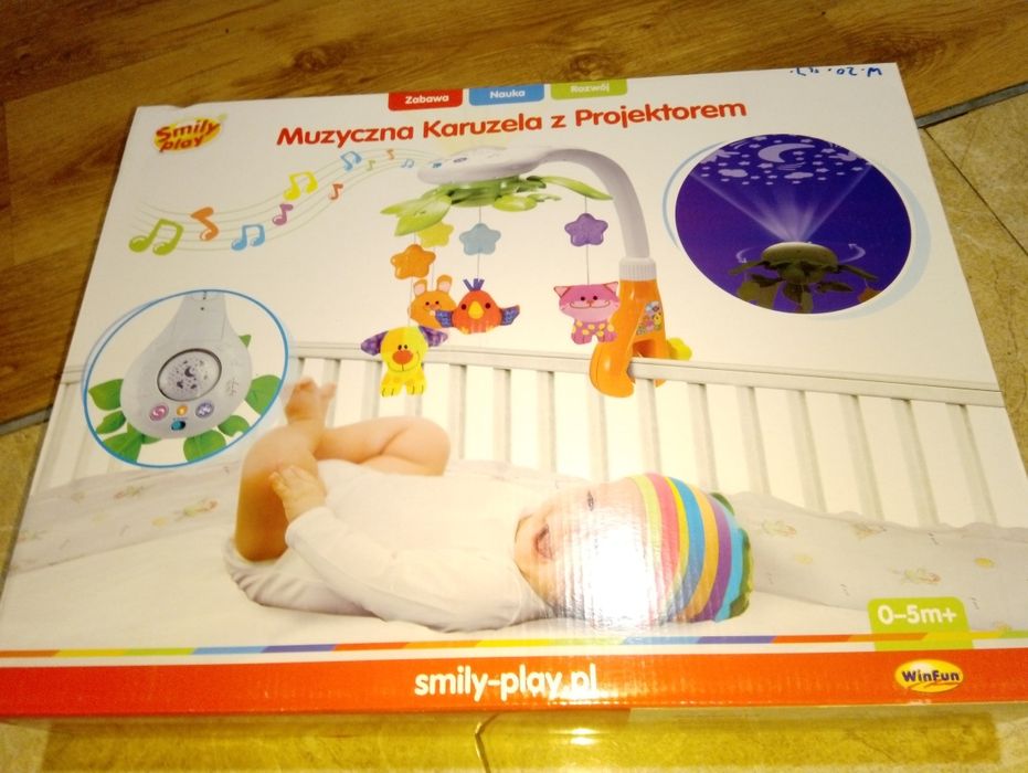 Karuzela grająca dla niemowląt z projektem Smily Play. Ostatnia sztuka
