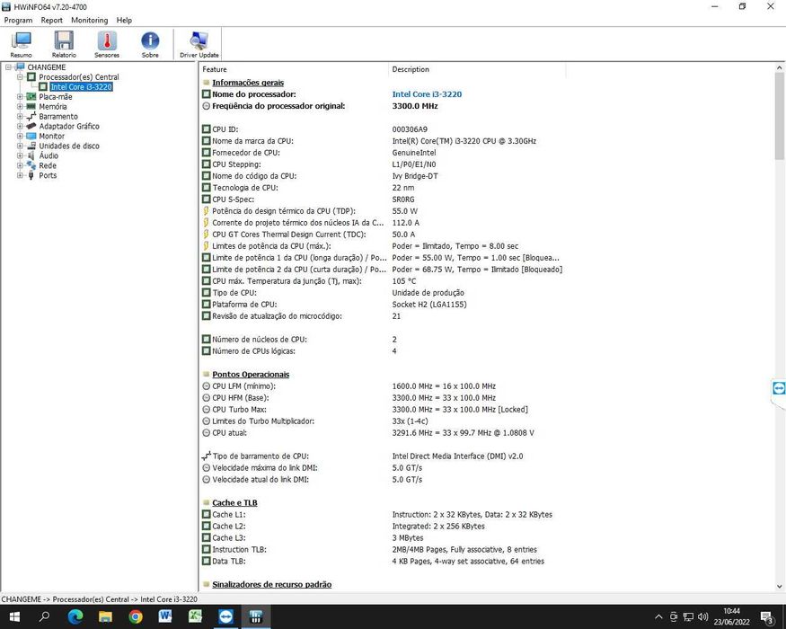 Computador DI i3 com SSD e Windows 11 PRO