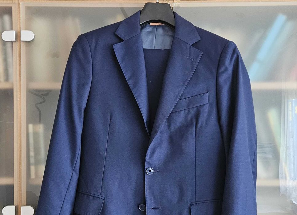 Garnitur Lancerto Business Mix granatowy, 90% wełna (wzrost 170cm, klatka 96cm, pas 84cm)