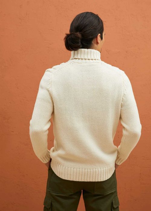 GOLF ciepły sweter męski r.S kolor wełny/krem BDB+ wzór w warkocze