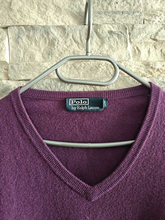 Ralph Lauren wełniany męski sweter v-neck M Merino wool w2