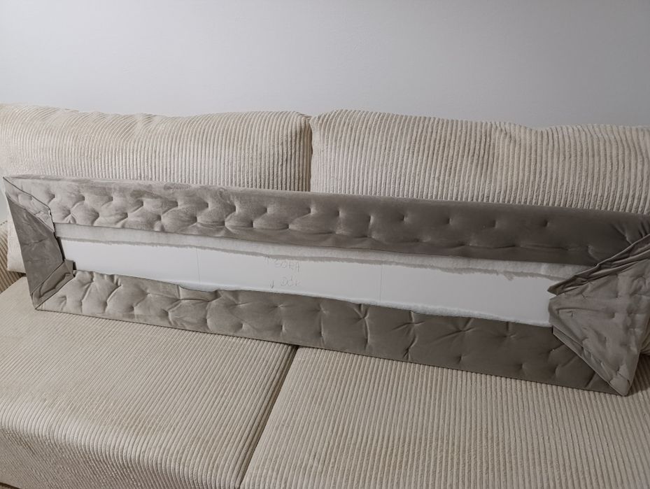 Siedzisko tapicerowane kawowe taupe welur  154x43 cm