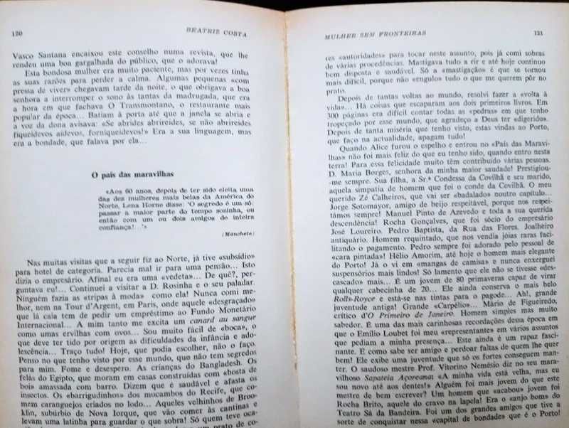 Mulher Sem Fronteiras,	de Beatriz Costa	- autografado*