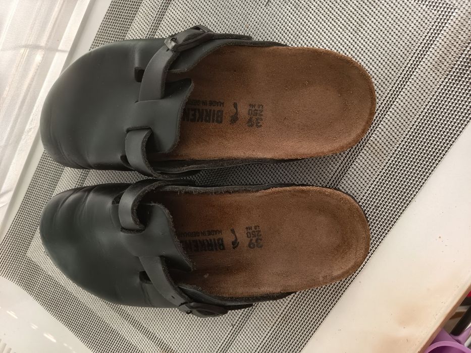 Биркенштоки шкіряні клоги сабо Birkenstock Boston 39 чорні
