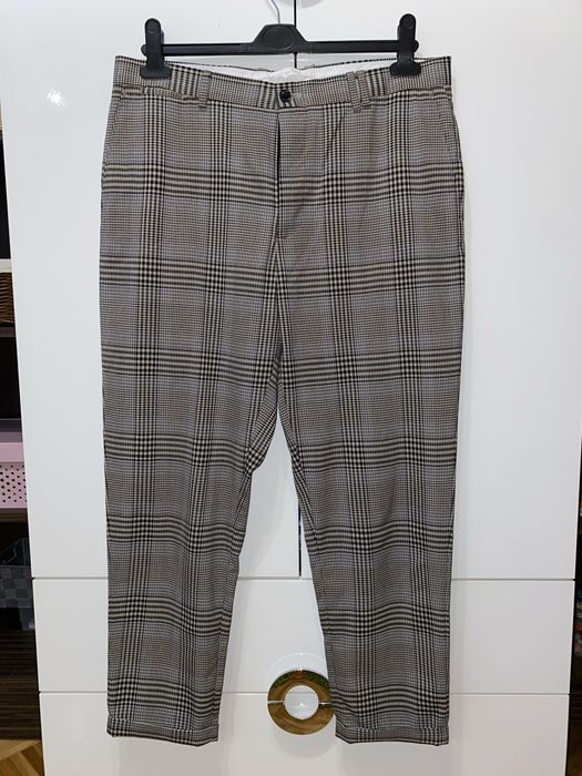 Eleganckie męskie spodnie ZARA w kratkę rozmiar EUR 42