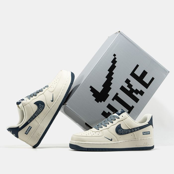 Кросівки Кроссовки Nike Air Force 1 x Supreme Beige Бежевий Бежевый Кросовки повсякденні
