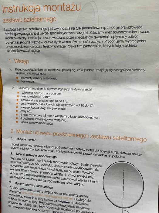 Antena satelitarna nowa z dekoderem i pilotem