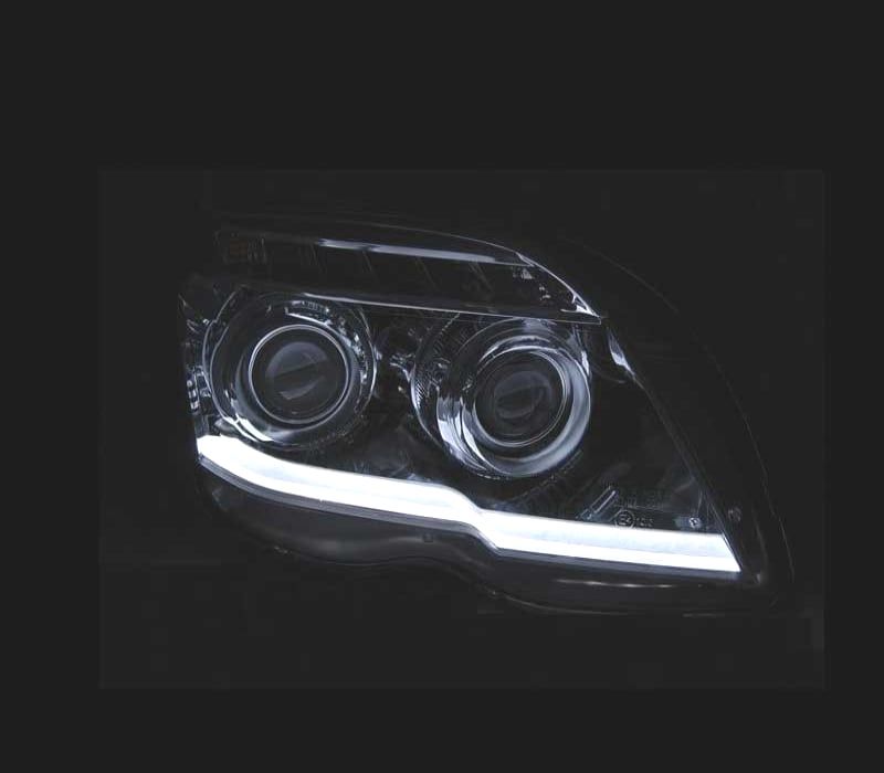 FARÓIS OPTICAS PARA MERCEDES GLK X204 LUZ DIURNA FUNDO CROMADO