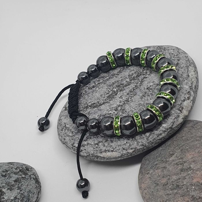 Bransoletka Hematyt cyrkonie -Peridot